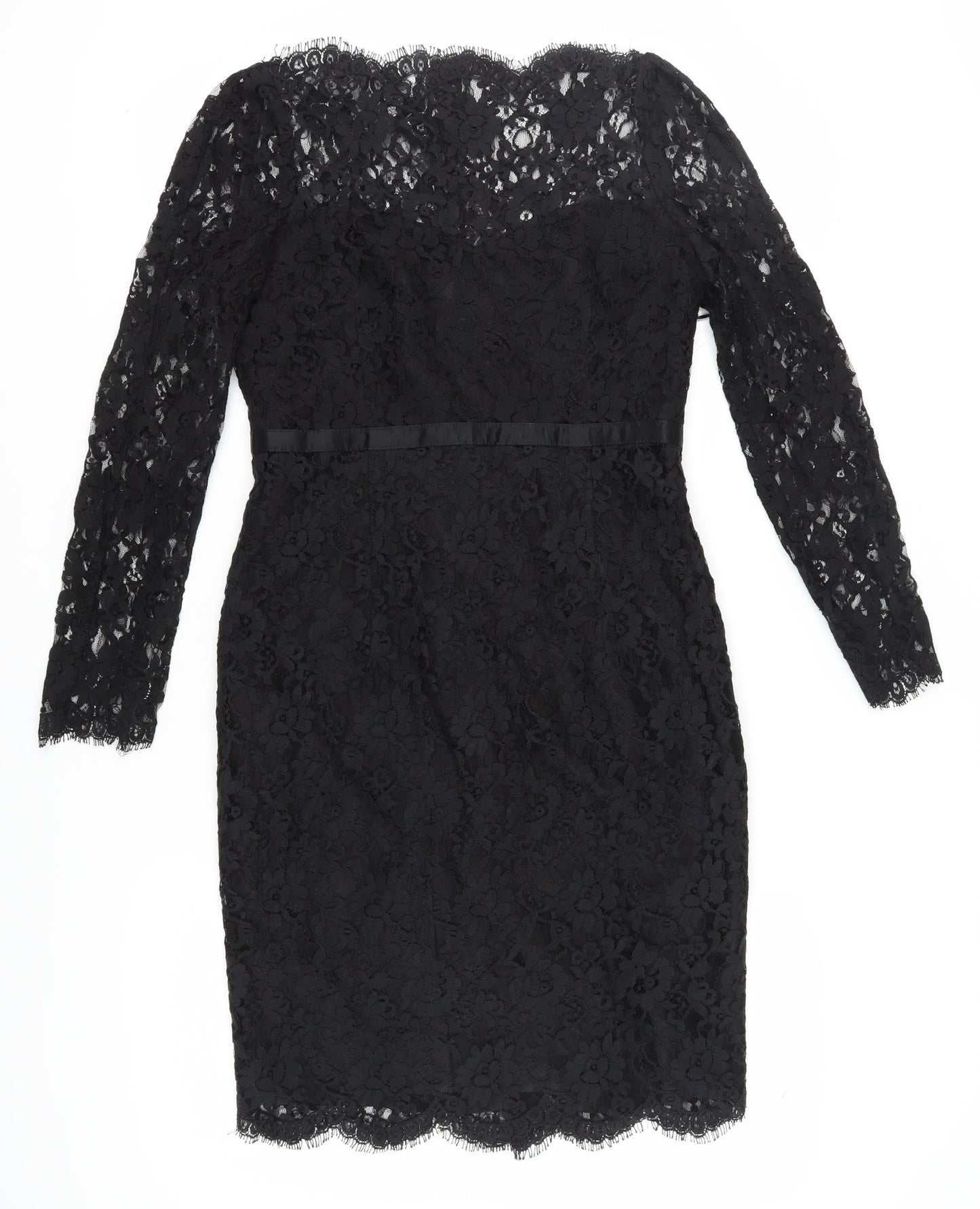 Jaeger Women's Black Lace Sheath Dress Size 12