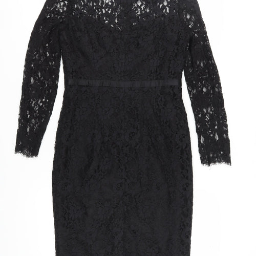 Jaeger Women's Black Lace Sheath Dress Size 12