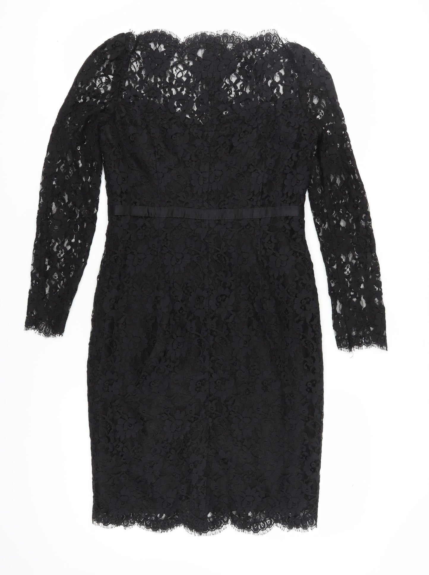 Jaeger Women's Black Lace Sheath Dress Size 12