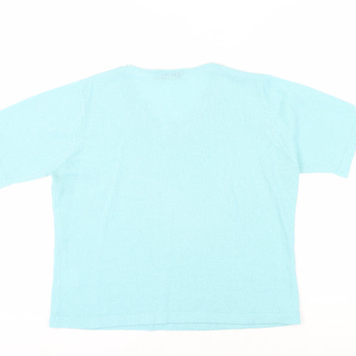 Honor Millburn Women's Blue Plus V-Neck Crochet Blouse