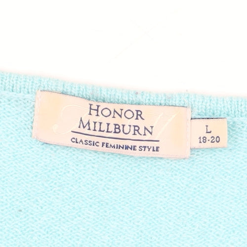 Honor Millburn Women's Blue Plus V-Neck Crochet Blouse