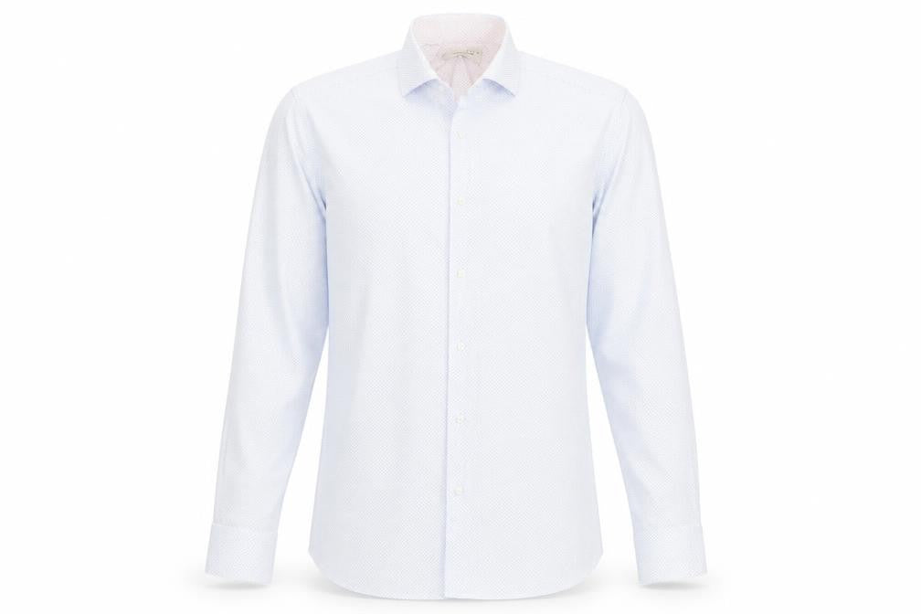 Front view of Ted Baker Men's Blue Regular Fit Dress Shirt