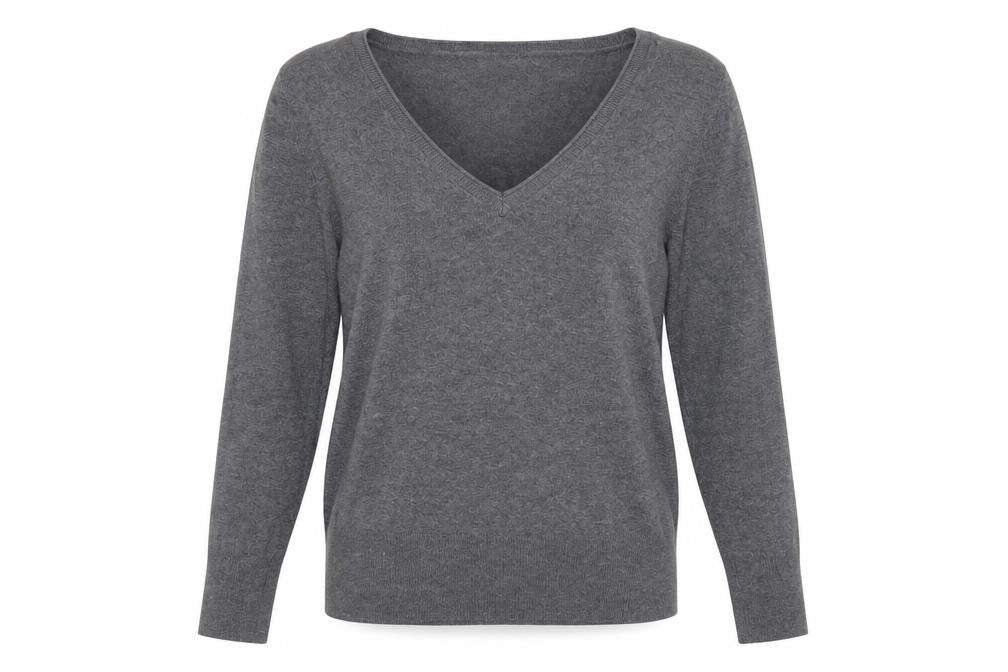 Front view of Selection by S.Oliver Grey V-Neck Pullover, Women, size 12