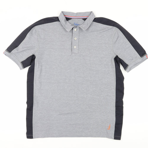 Boden Men's Grey Colourblock Polo L