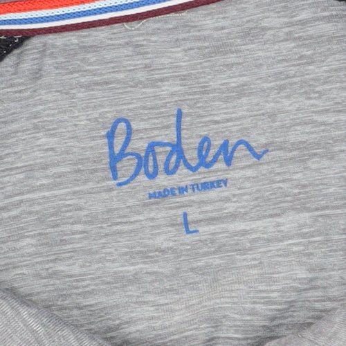 Boden Men's Grey Colourblock Polo L
