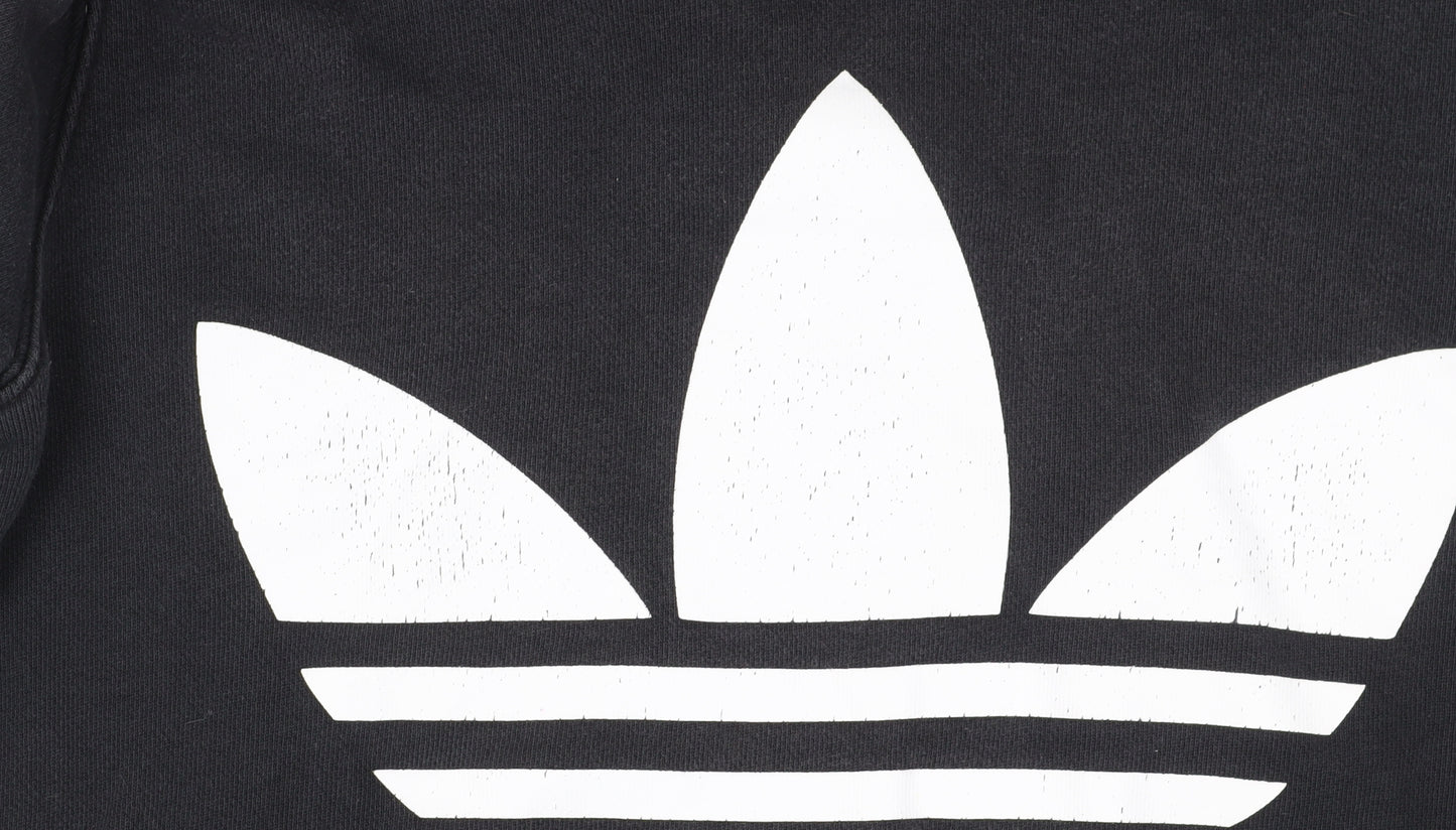 Adidas Unisex Black Pullover Hoodie, Size 12, Sporty Logo