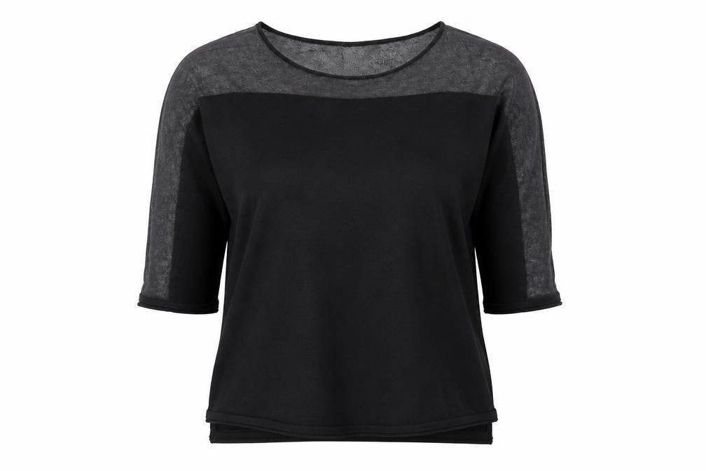 Front view of Phase Eight Women's Black Knit 3/4 Sleeve Top M
