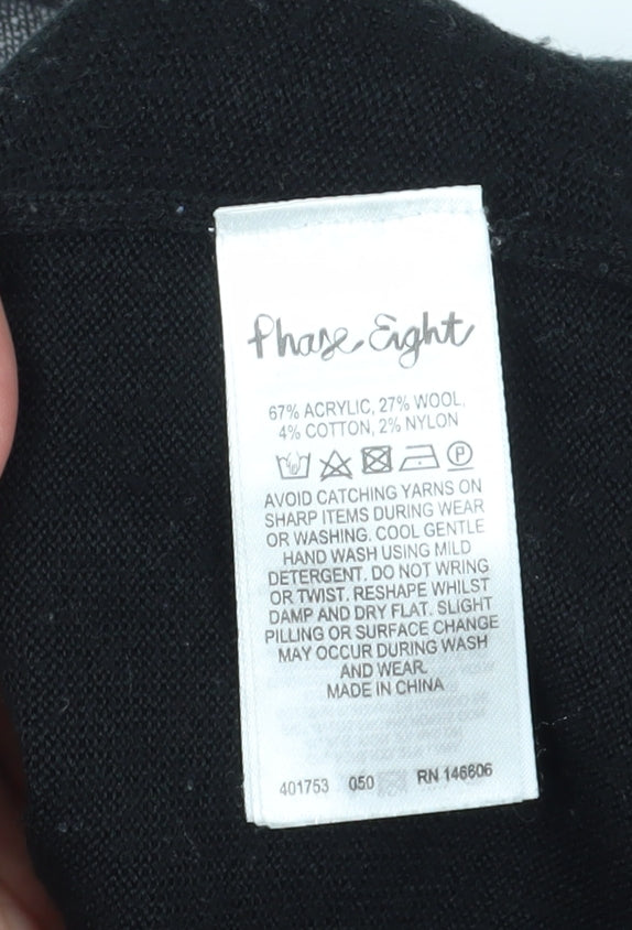 Phase Eight Women's Black Knit 3/4 Sleeve Top M