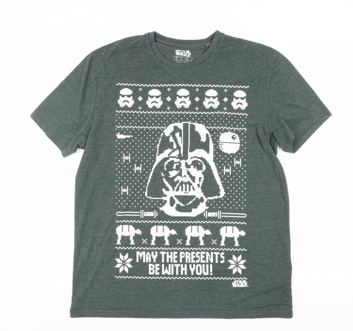 Star Wars Men’s Green L Christmas Darth Vader T-Shirt
