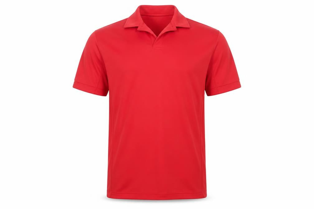 Front view of Warrior Men's Red Sports T-Shirt, size L, Collared