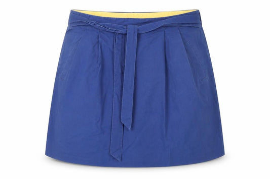 Front view of J.Crew Women's Blue Cotton Skirt, size 8, with Pockets