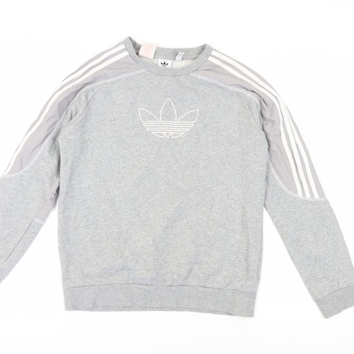 Adidas Boys Grey Pullover Sweatshirt, Logo, Age 13-14