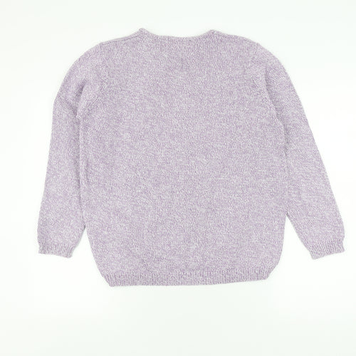 EWM Women's Purple Chunky-Knit Pullover Jumper Size 18