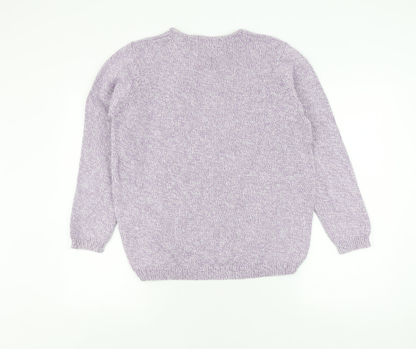 EWM Women's Purple Chunky-Knit Pullover Jumper Size 18