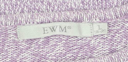 EWM Women's Purple Chunky-Knit Pullover Jumper Size 18