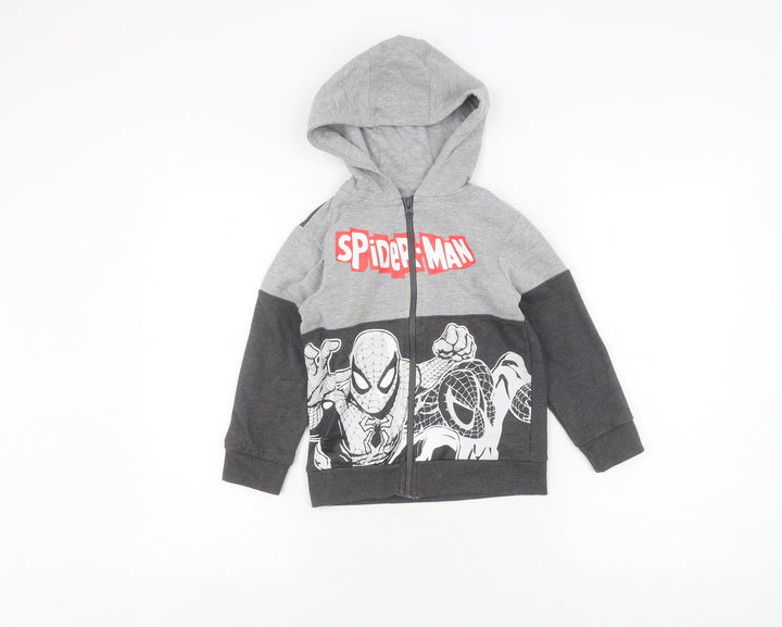 Marvel Boys Grey Spider-Man Hoodie 5-6 Years Full Zip