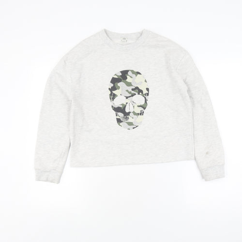 River Island Girls Grey Camouflage Skull Sweatshirt 11-12 Years