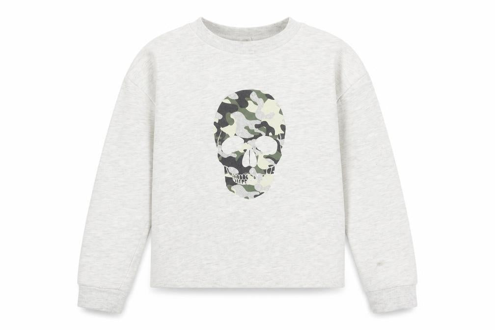 River Island Girls Grey Camouflage Skull Sweatshirt 11-12 Years