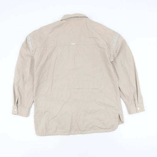 River Island Teens Beige Embroidered Button-Up Shirt