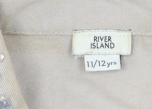 River Island Teens Beige Embroidered Button-Up Shirt