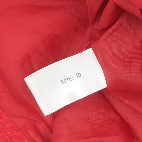 JS Women's Red Trench Coat Size 10, Belted Classic Style