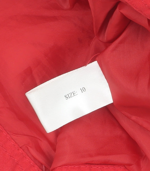 JS Women's Red Trench Coat Size 10, Belted Classic Style