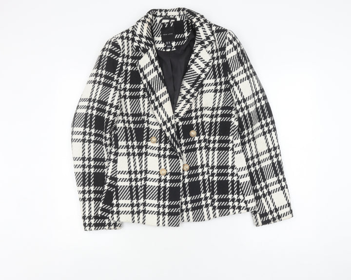 New Look Women's Black Check Blazer Size 10 Lined