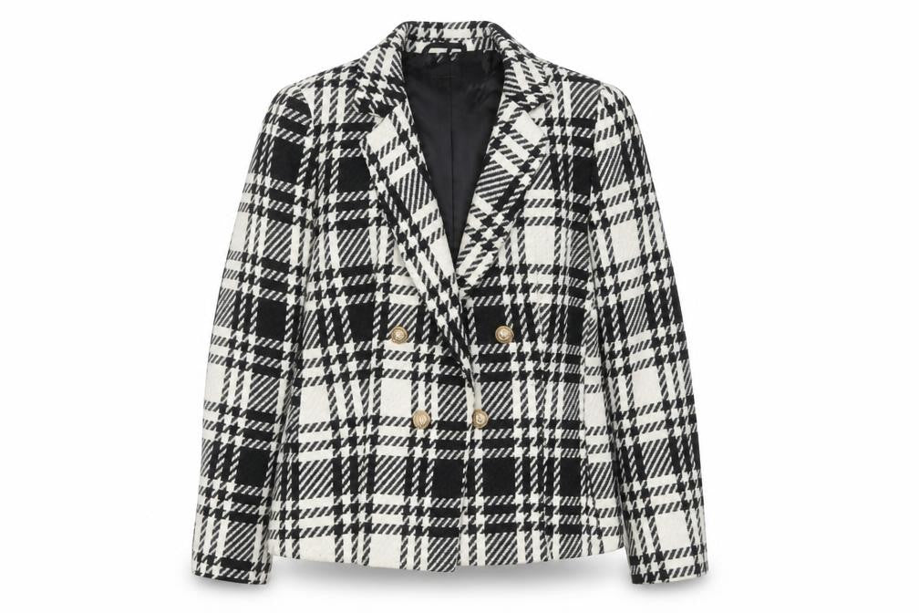 Front view of New Look Women's Black Check Blazer, size 10, Lined