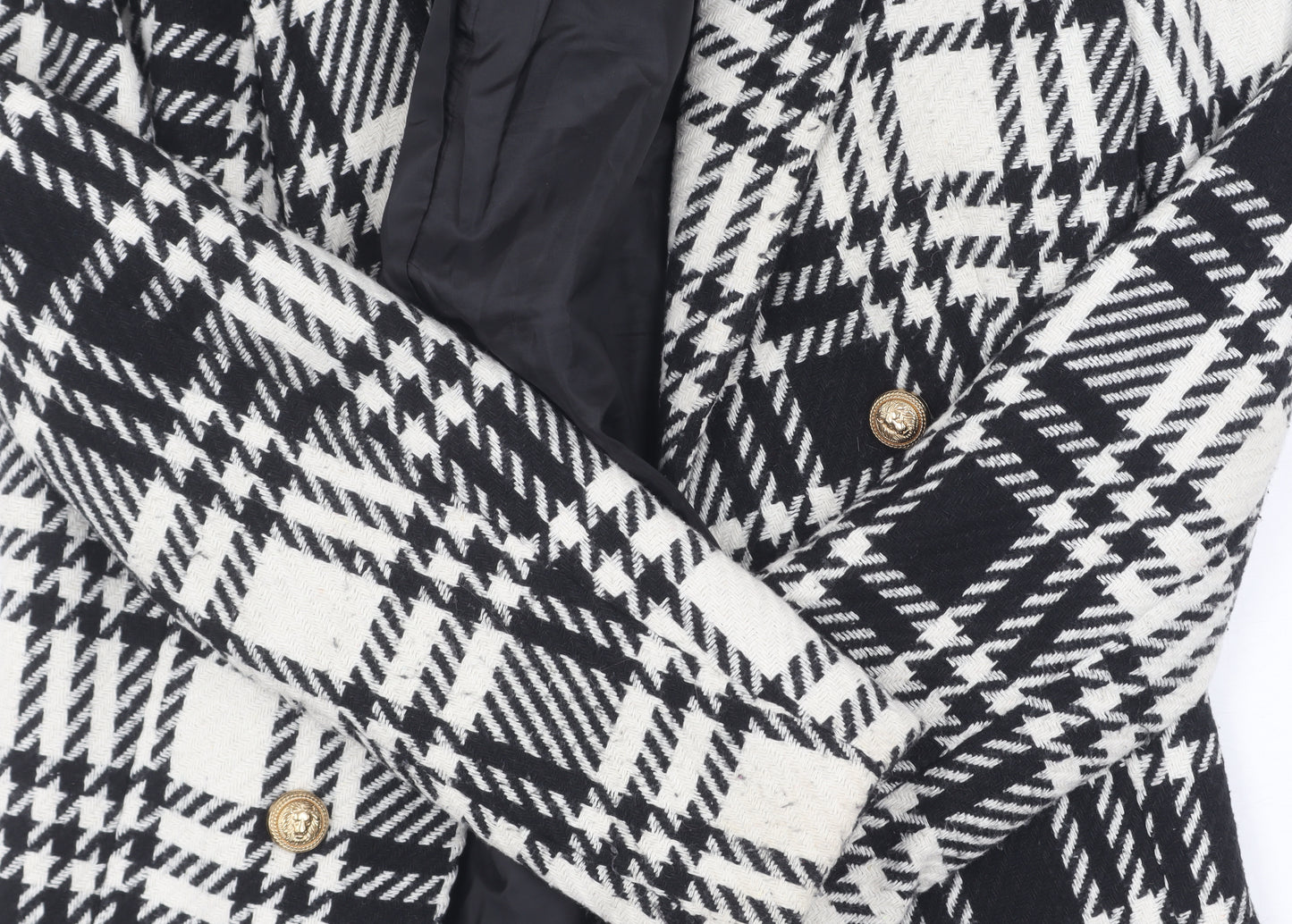 New Look Women's Black Check Blazer Size 10 Lined