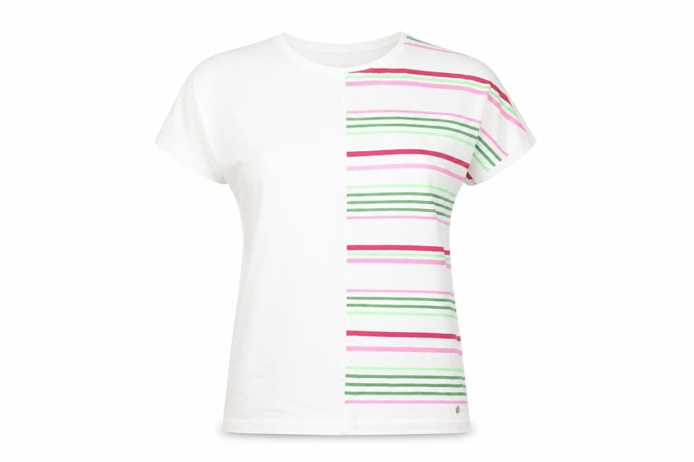 Front view of Gerry Weber Women's White Striped T-Shirt, size 12