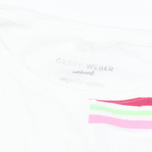 Gerry Weber Women's White Striped T-Shirt Size 12