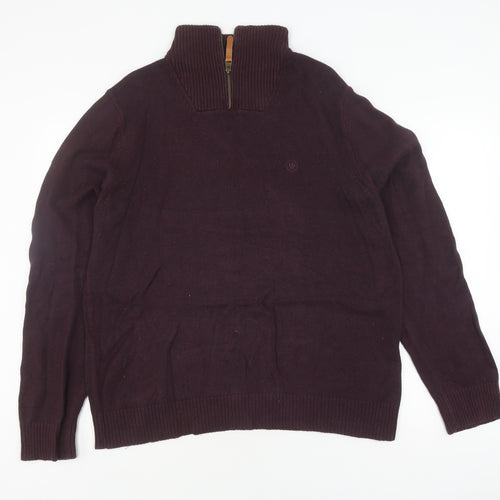FatFace Men's Purple Full Zip Wool Jumper, Size L