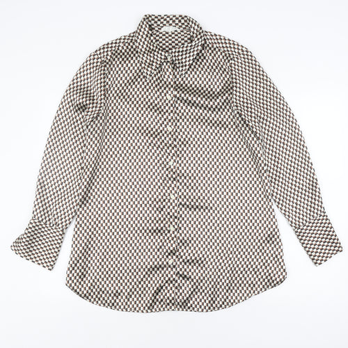 H&M Women's Multicoloured Geometric Button-Up Shirt M
