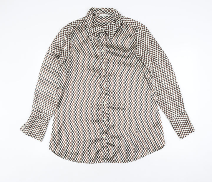 H&M Women's Multicoloured Geometric Button-Up Shirt M