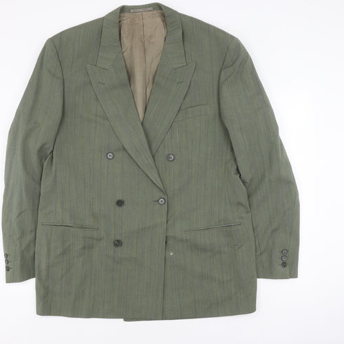 Marks and Spencer Men's Green Striped Suit Size 44/40