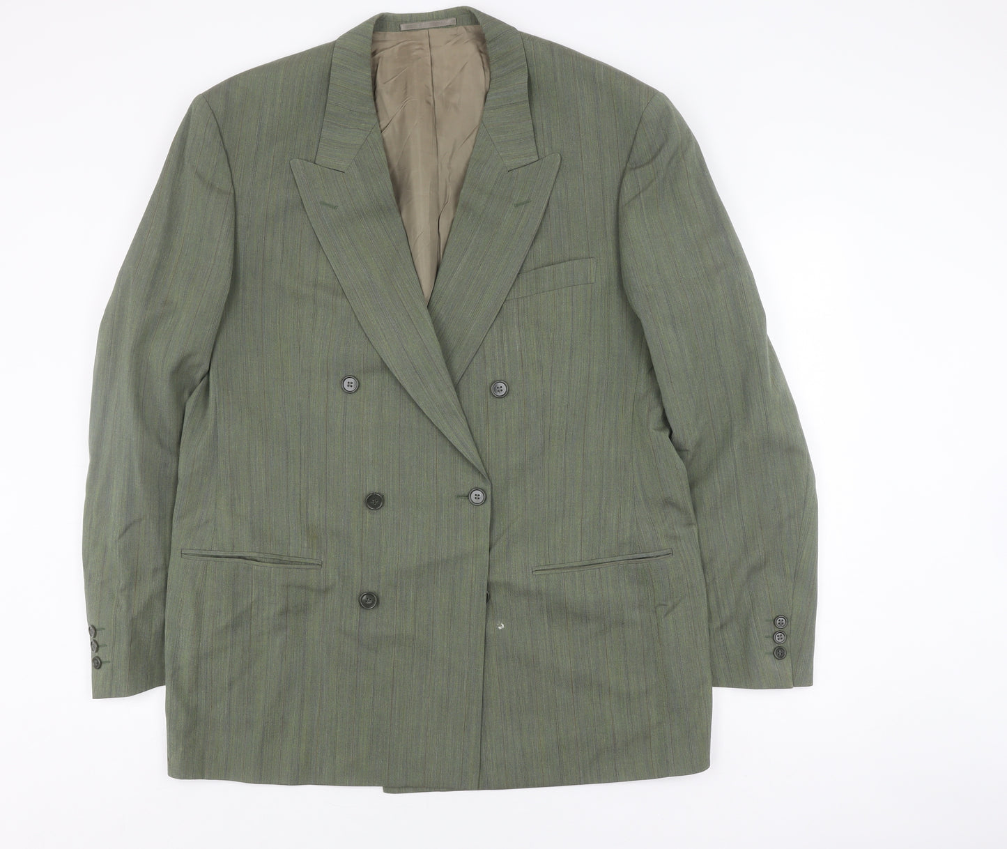 Marks and Spencer Men's Green Striped Suit Size 44/40