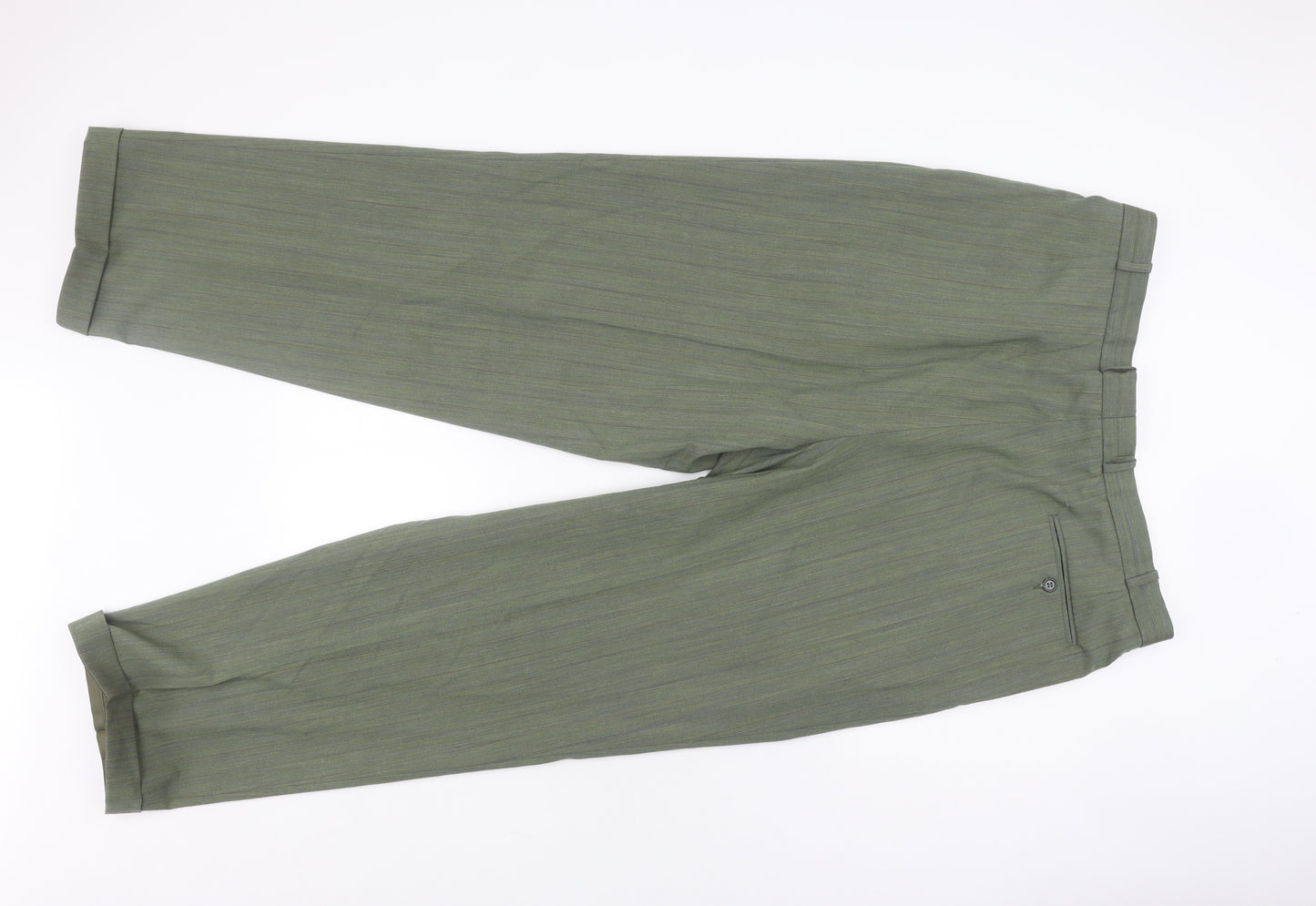 Marks and Spencer Men's Green Striped Suit Size 44/40