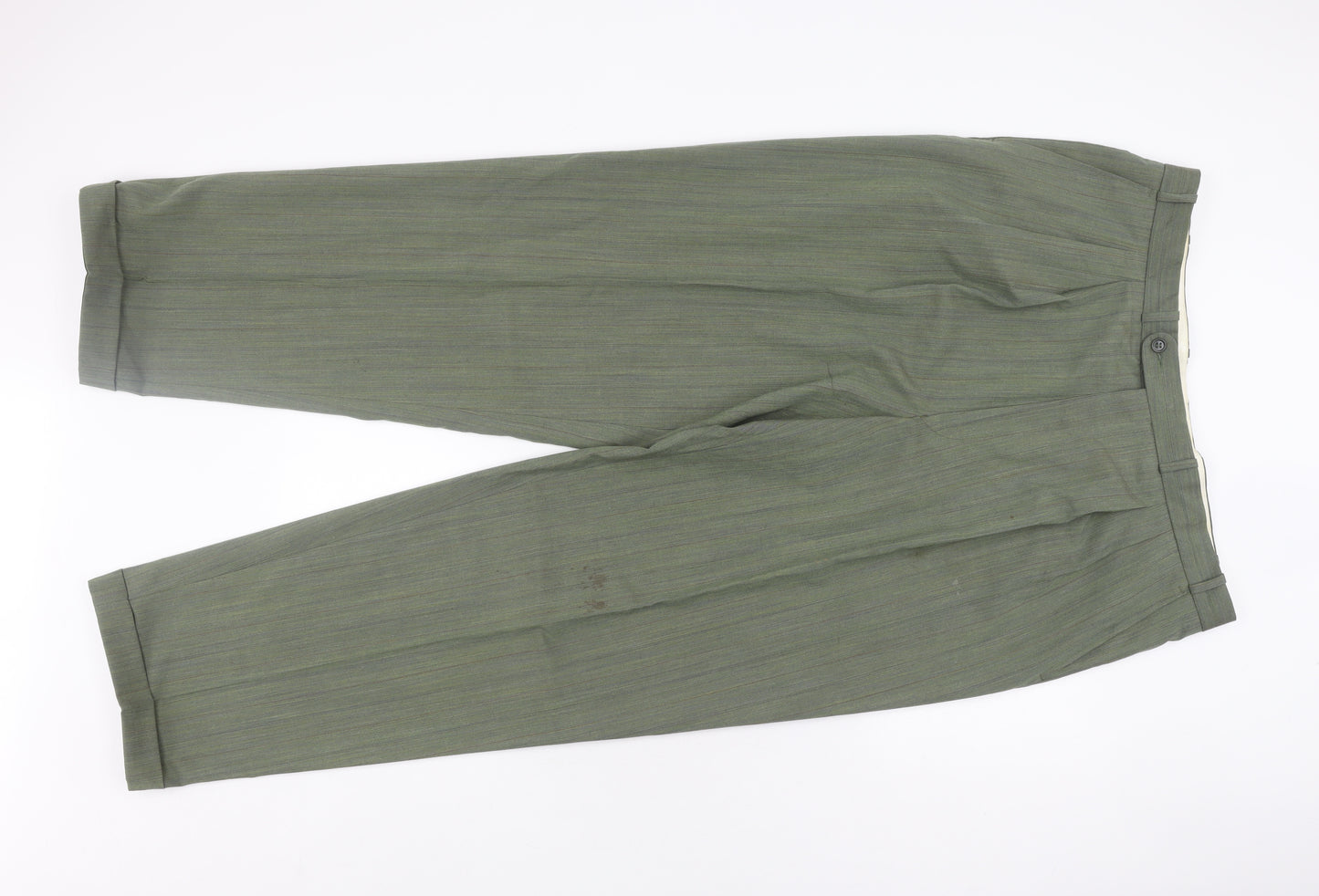 Marks and Spencer Men's Green Striped Suit Size 44/40