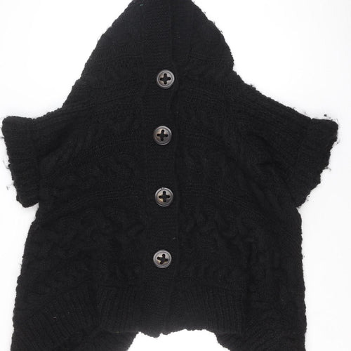 Gro á live Women's Black Wool Poncho One Size Classic