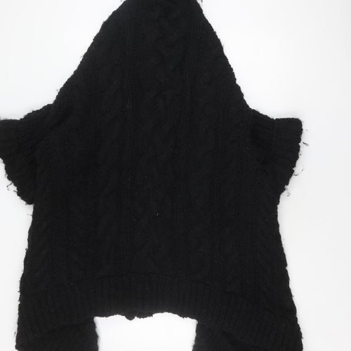 Gro á live Women's Black Wool Poncho One Size Classic
