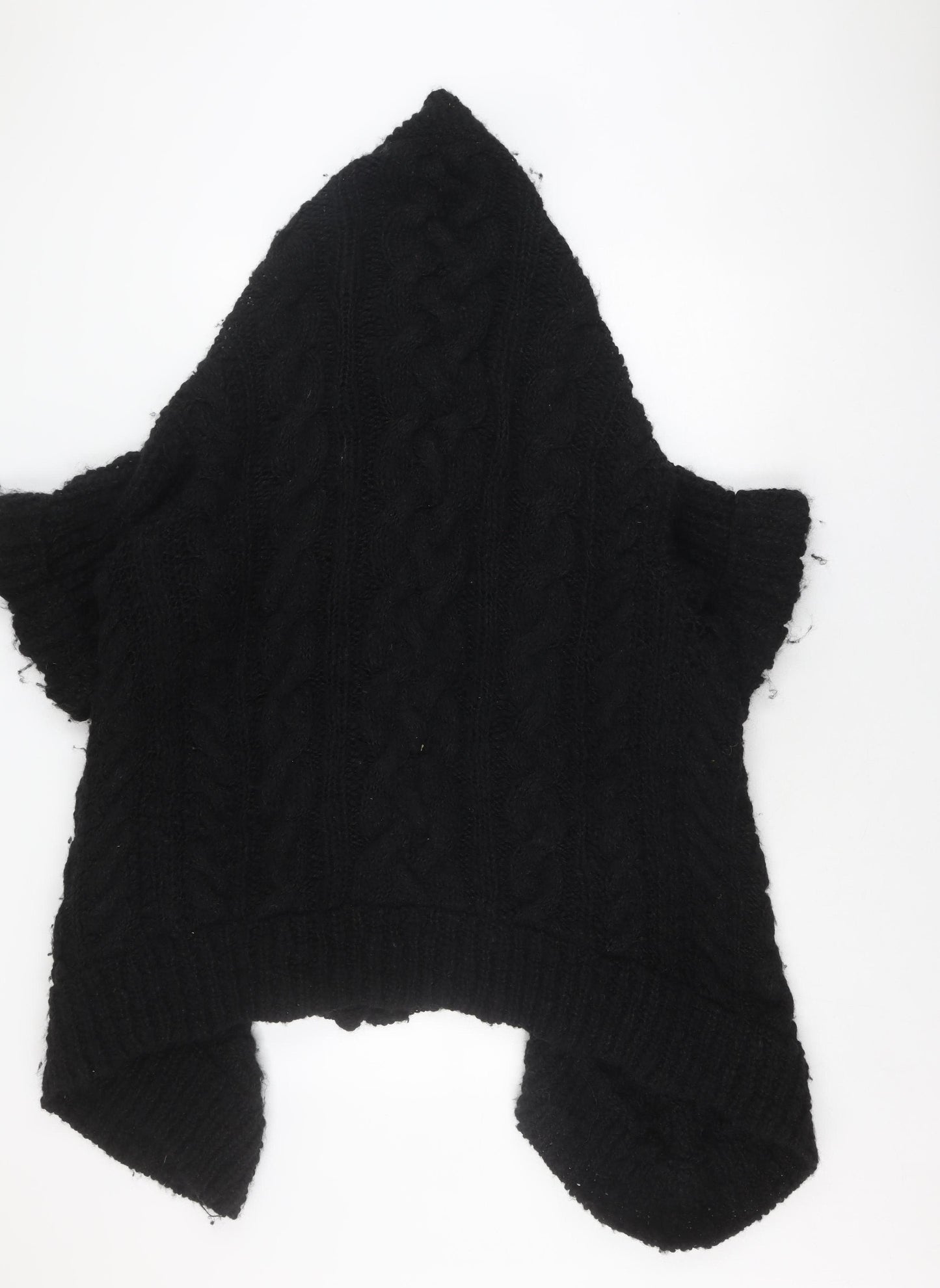 Gro á live Women's Black Wool Poncho One Size Classic