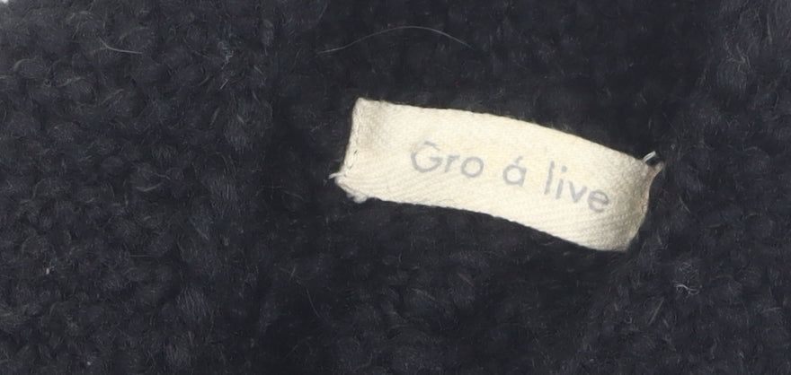 Gro á live Women's Black Wool Poncho One Size Classic