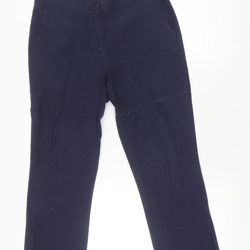 Laura Ashley Women's Blue Straight Trousers, Size 10