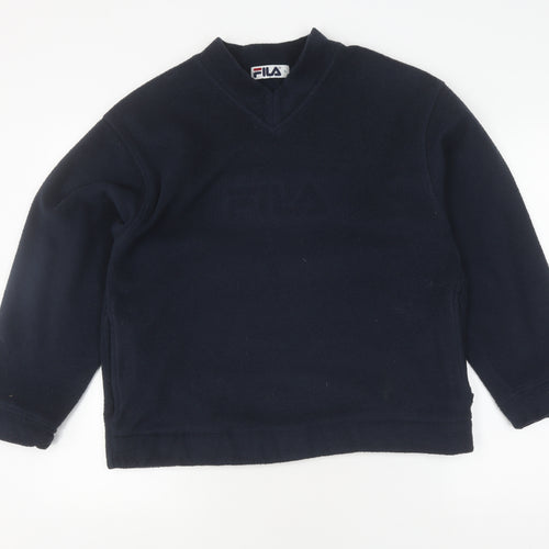 FILA Black V-Neck Pullover Sweatshirt Unisex Size S