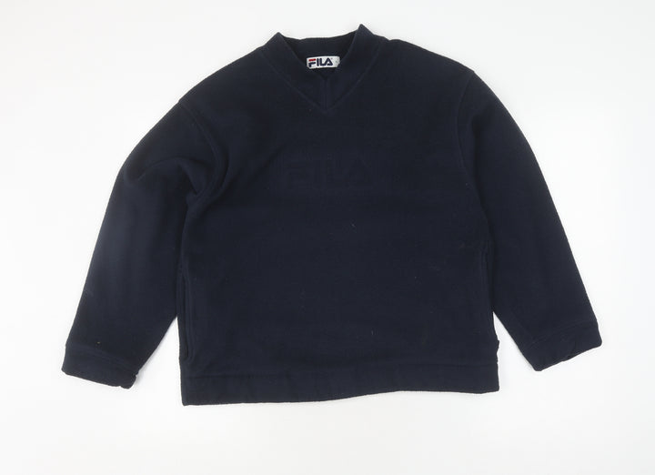 FILA Black V-Neck Pullover Sweatshirt Unisex Size S