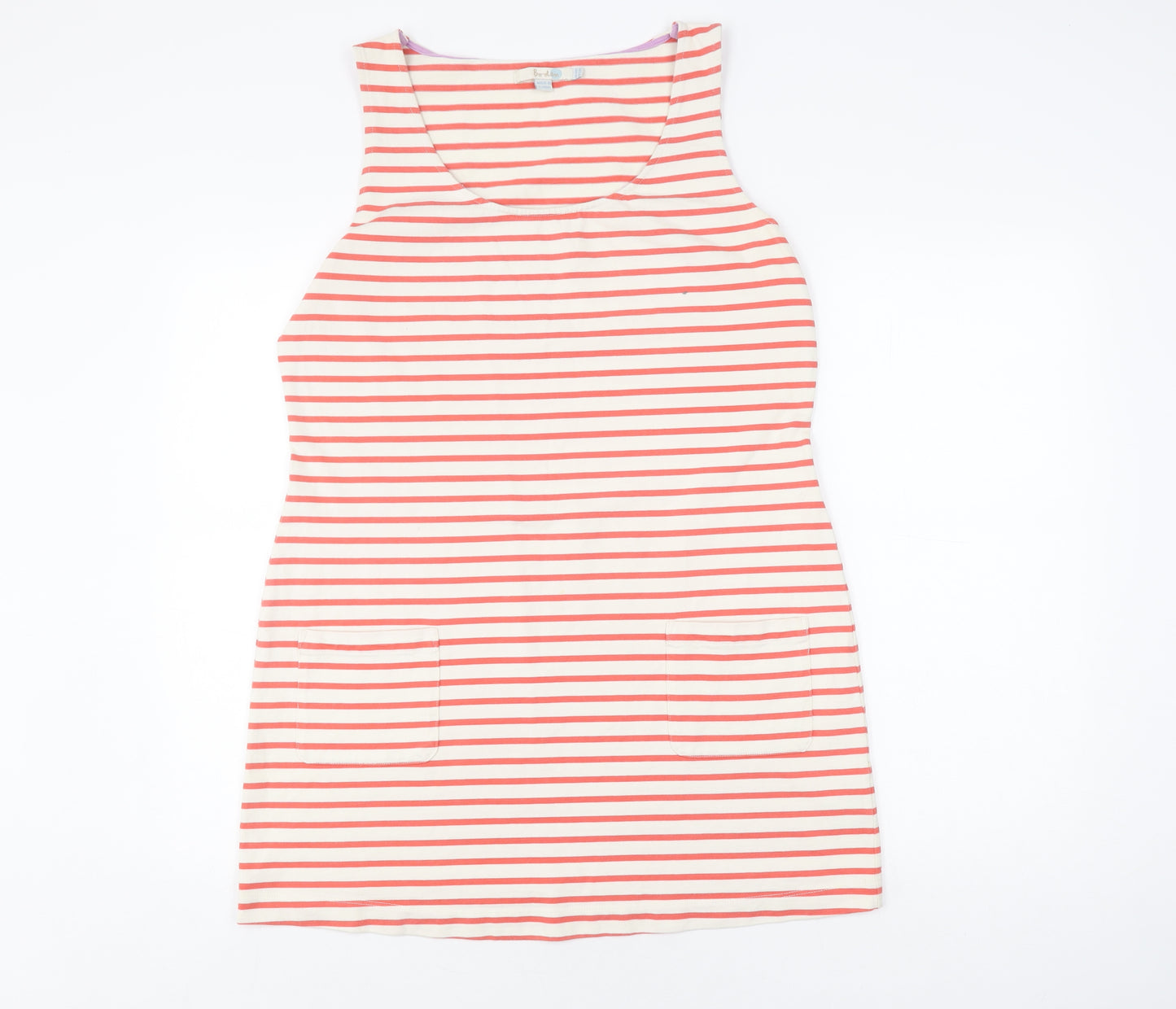 Boden Women's Red Striped Cotton Tank Dress, Size 16