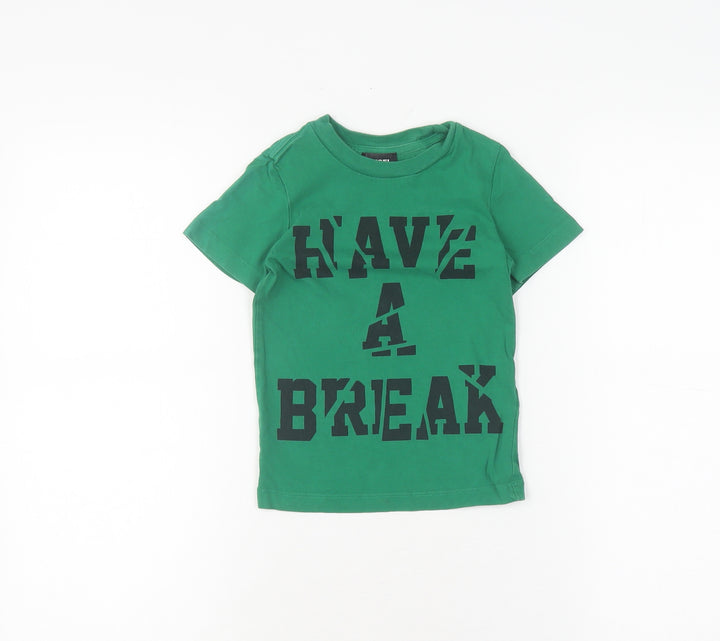 Diesel Boys Green Graphic Print T-Shirt, 4 Years, Cotton, Casual