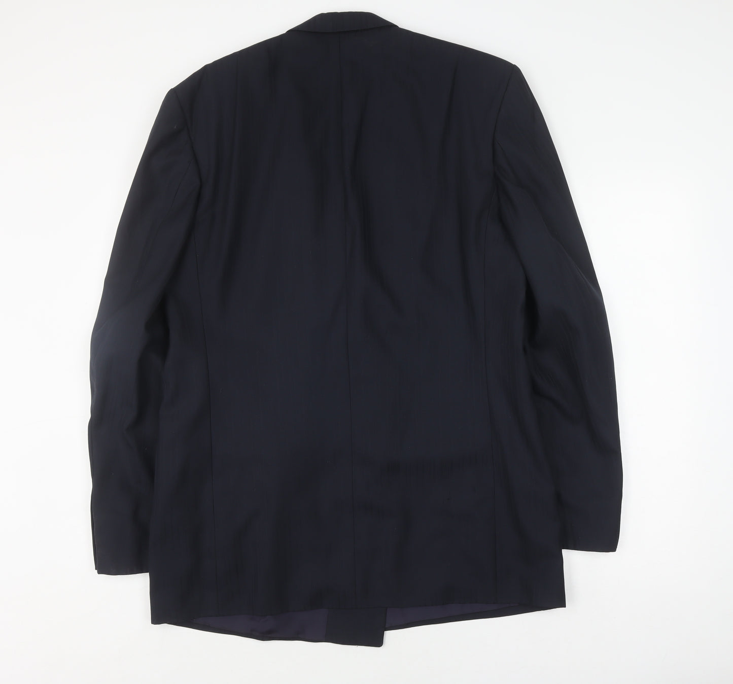 Baumler Men's Black Double Breasted Striped Tweed Suit Jacket Size 42.5
