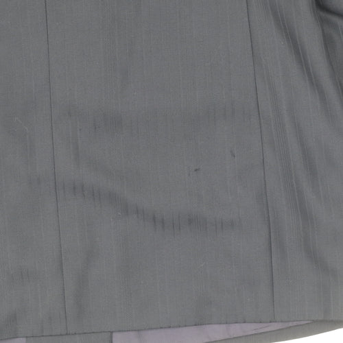Baumler Men's Black Double Breasted Striped Tweed Suit Jacket Size 42.5