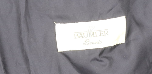 Baumler Men's Black Double Breasted Striped Tweed Suit Jacket Size 42.5